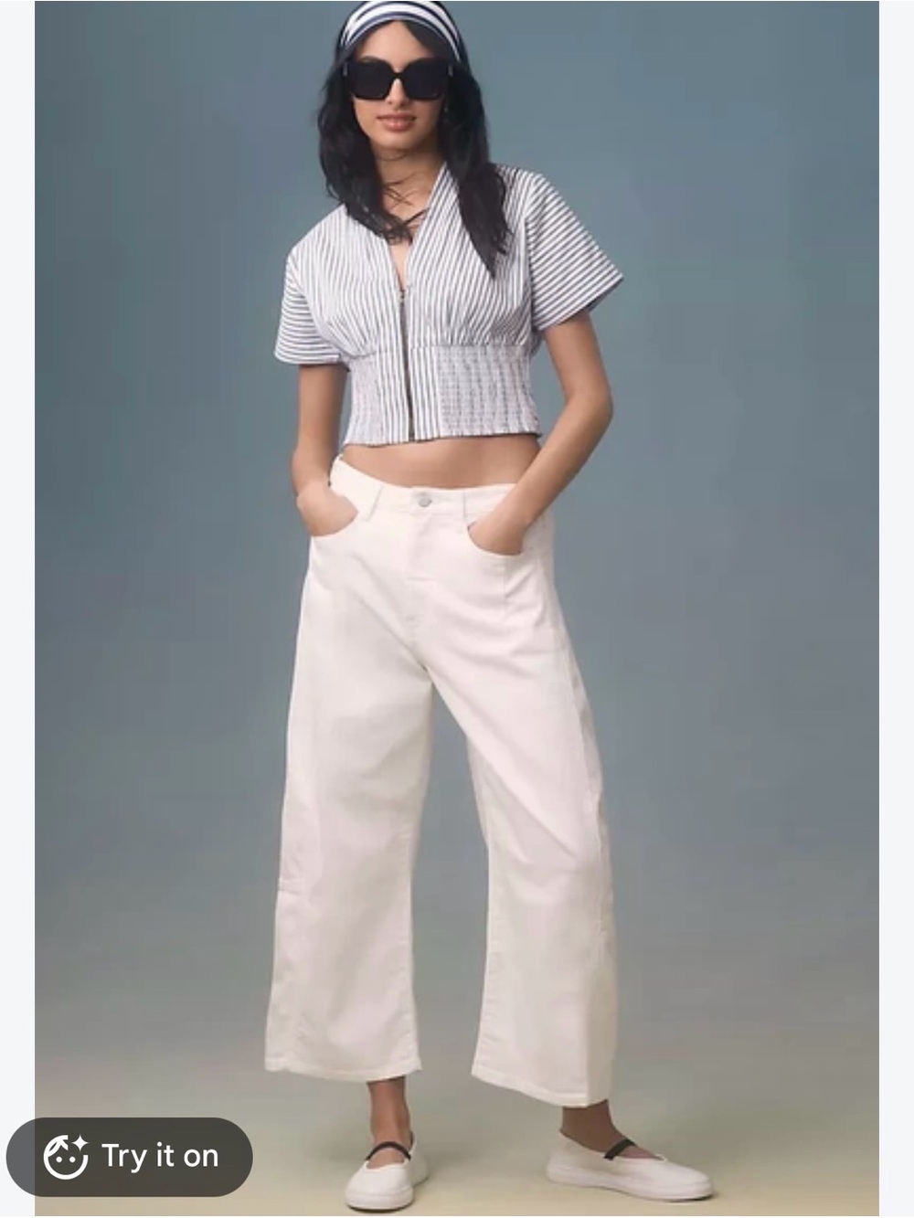 PILCRO Anthropologie Curve Mid Rise Barrel Jeans in White